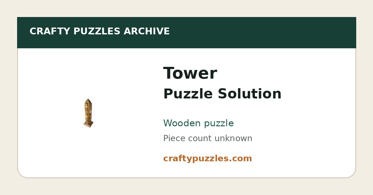 Tower Puzzle Solution and Hints | Crafty Puzzles