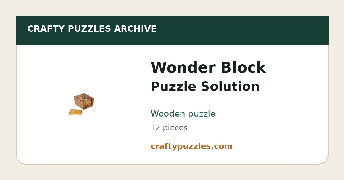 Wonder Block Puzzle Solution and Hints | Crafty Puzzles