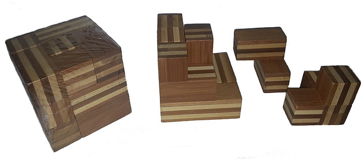 Striped Magic Cube Wooden Puzzle