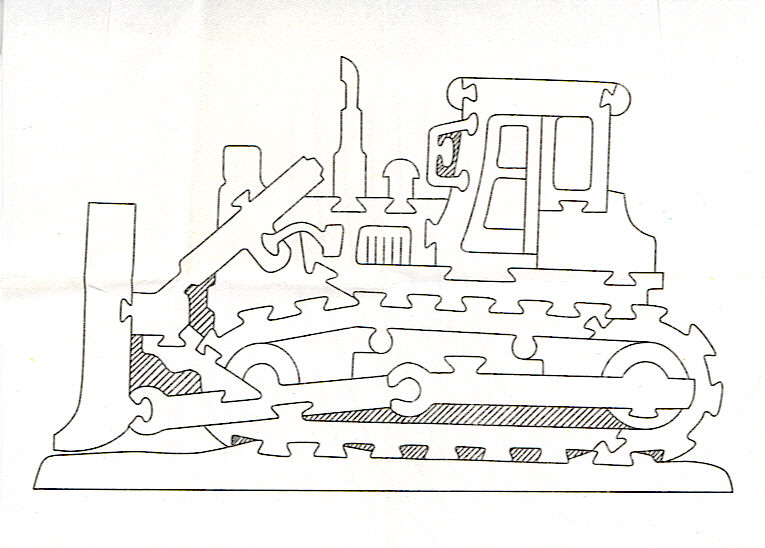 Bulldozer puzzle solution and assembly diagram